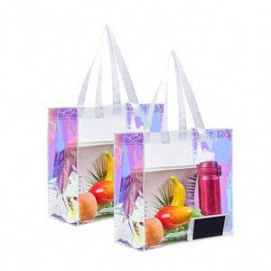 High Quality Hot Sports Games Work Safe Travel Holographic Pvc White Transparent Tote Bag With Custom Logo - Product Image 1