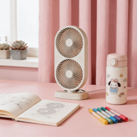 Ventilateur électrique portable à double tête, rechargeable par USB, quatre vitesses réglables, pour voiture, camping-car, maison et extérieur – Idéal pour l'été