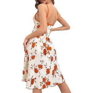Pijama Impreso Homewear con <span class=keywords><strong>tirantes</strong></span> Camisón casual Vestido sexy para mujer Cuerda en el pecho - Product Image 5