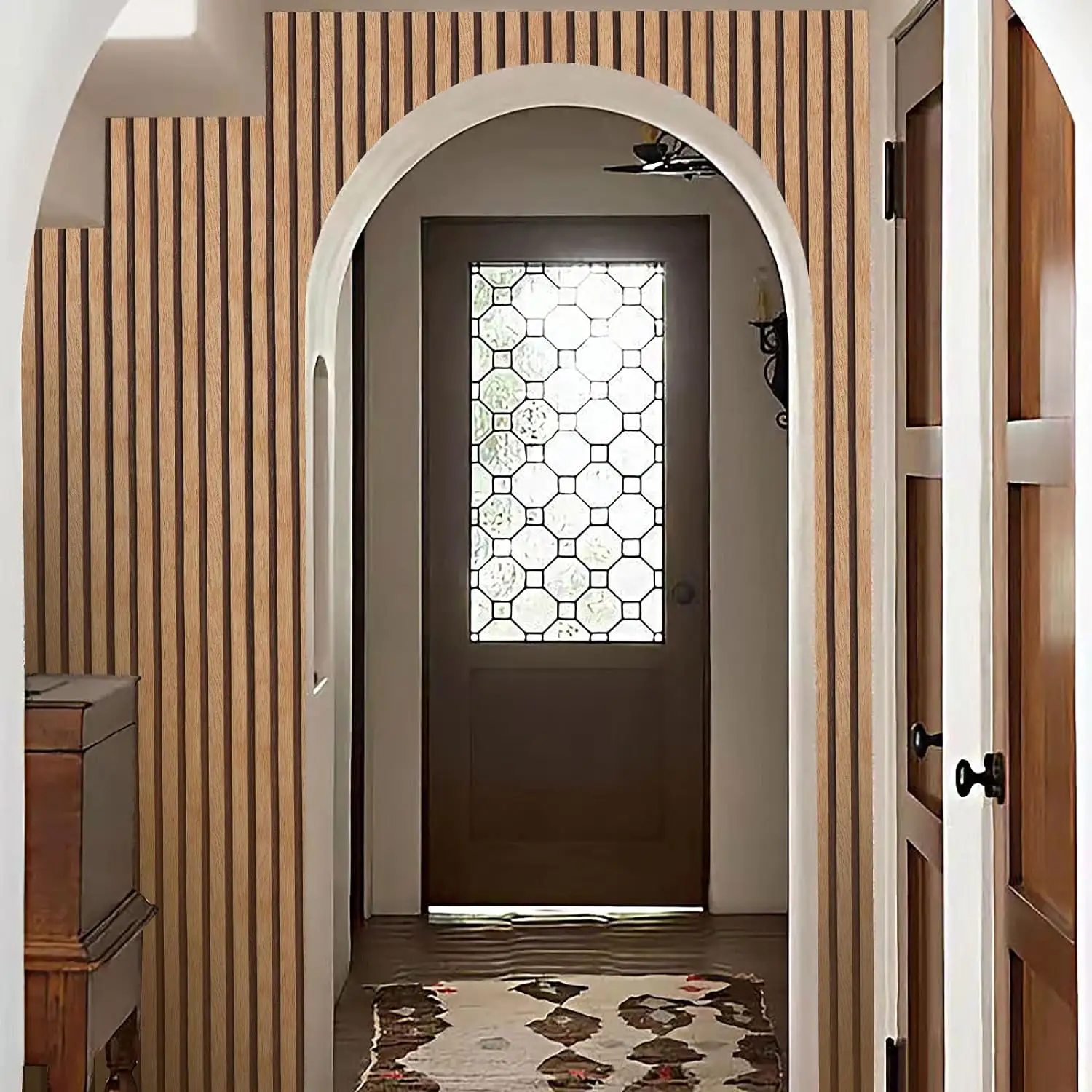 卸売防水3D木製スラット壁紙木製デザインピールアンドスティック自己粘着ビニール壁紙寝室用