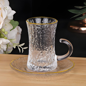 Set <span class=keywords><strong>da</strong></span> Caffè Arabo Turco del Medio Oriente con Decorazioni Dorate, Tazza <span class=keywords><strong>da</strong></span> Tè in Vetro con Piattino, Set di Tazze <span class=keywords><strong>da</strong></span> Caffè Etiopi <span class=keywords><strong>da</strong></span> 100ml - Product Image 3