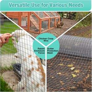 ม้วนลวดตาข่ายชุบสังกะสี ขนาด 80 ซม. x 10 ม. วัสดุเชื่อมจากจีน สำหรับสวนผัก ป้องกันกระต่าย งู หนูตุ่น แรคคูน และหนู - Product Image 6