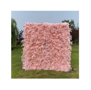 جديدديكور جدران الأزهار الوردية DKB 2024 للزفاف ورود أزهار حريرية 3d أزهار صناعية أنواع أحدث التصاميم ستارة خلفية