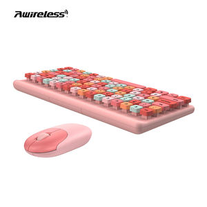 Awireless Round Keys Aesthetic Korean Custom Steampunk Color Wireless Retro Cute Retro Membrane Wireless <b>Keyboard</b> Mouse Set - Product Image 6