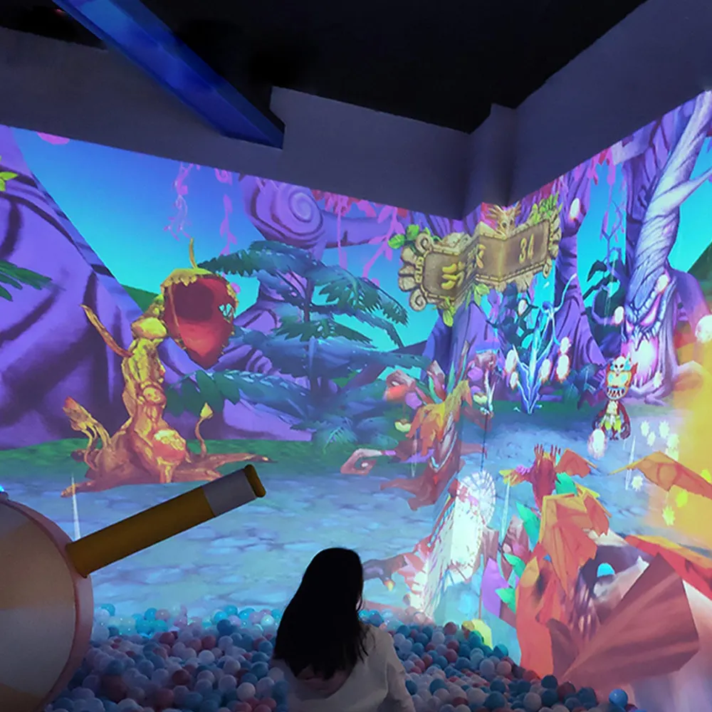बड़ी स्क्रीन 400 इंच इंटरैक्टिव Immersive प्रक्षेपण उंगली स्पर्श दीवार मंजिल खेल, 3D होलोग्राफिक विज्ञापन मशीन