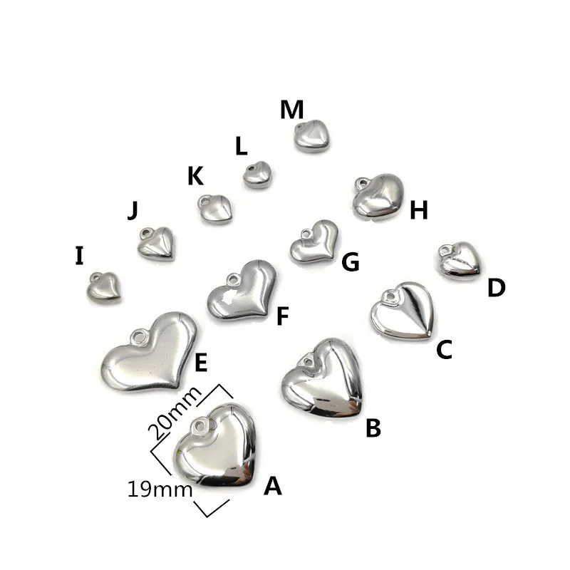 In Acciaio Inox Pendenti Del Cuore per Amore FAI DA TE Collane Bracciali Orecchini Charms In Acciaio Inox Colore