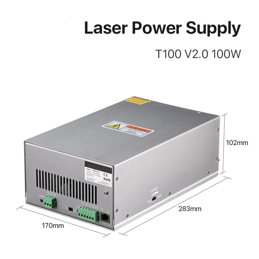 Fonte de energia para máquina de gravação com laser Good-Laser T100, tubo de CO2 para máquina de gravação, cortador e gravador, 110V/220V