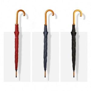 Wsy4322 Wholesale 27'' <b>Large</b> Size Golf Windproof Double Layer <b>Umbrella</b> Wooden Handle - Product Image 6