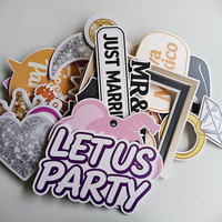Accessoires de photomaton personnalisés en mousse PVC de 5 mm, couleur argent, avec impression UV et résistance à l'eau, pour anniversaires, remises de diplômes et mariages