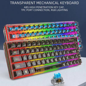 <span class=keywords><strong>Clavier</strong></span> de jeu mécanique filaire <span class=keywords><strong>K60</strong></span> à 68 touches avec capuchon transparent rétro-éclairé RVB à commande optique pour ordinateur portable Nouveau produit - Product Image 3