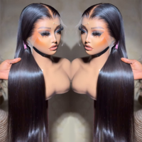 Wig Tanpa Lem Rambut Asli Lace Front, Rambut Asli Vietnam Lurus Super Double Drawn Tanpa Lem, Wig dan Weave Tanpa Lem
