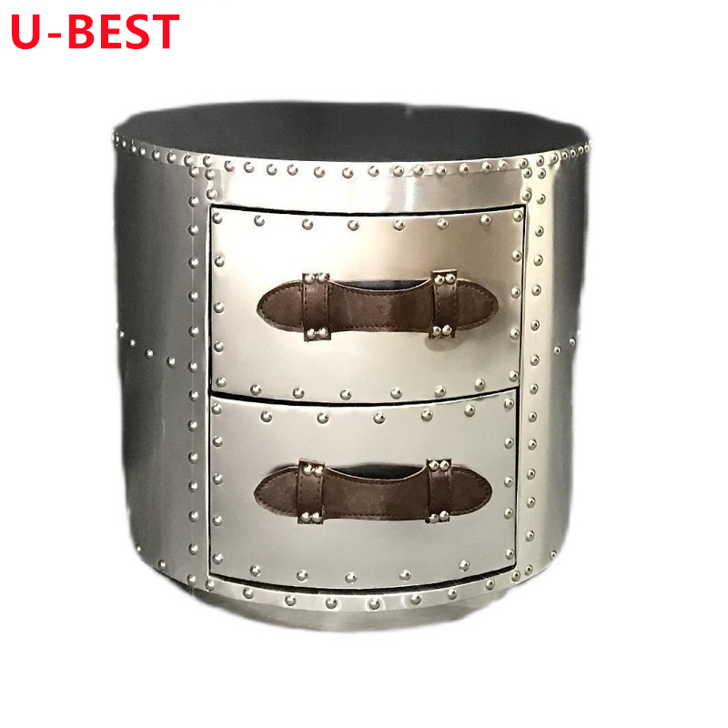 U-BEST антикварный барный шкаф, деревянный шкаф, коммерческая мебель, кофейный кухонный шкаф, авиационный алюминиевый шкаф с заклепками, боковой стол