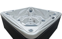 Bain à remous carré moderne autoportant pour 5 personnes avec système Balboa, éclairage LED et bain massant avec appui-tête