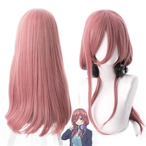 Peluca de Pelo Sintético Largo Rosa para Cosplay de <span class=keywords><strong>Miku</strong></span> <span class=keywords><strong>Nakano</strong></span> de <span class=keywords><strong>Anime</strong></span> The Quintessential Quintuplets, FCGD-044 - Product Image 1