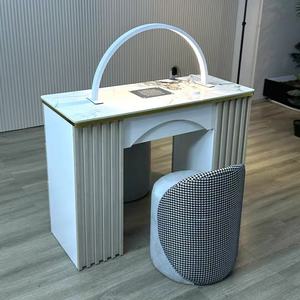 Table de manucure de luxe légère et puissante avec aspirateur intégré, modèle tendance pour une, deux ou trois personnes, et chaises - Product Image 2