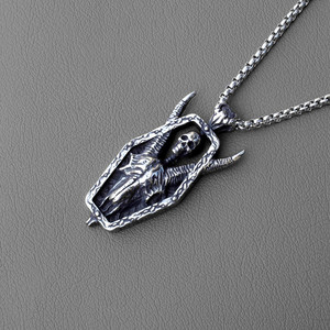 Collares de Cadena de Acero Inoxidable con Colgante de Cabeza de Cabra Calavera Estilo Punk Gótico para Hombres, Joyería Estilo <span class=keywords><strong>Rock</strong></span> - Product Image 2