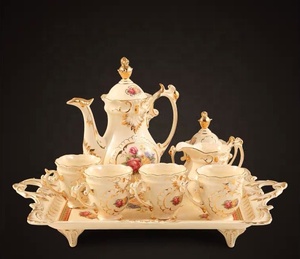 Promotion du service à thé en céramique jaune gaufré de luxe britannique pour le thé de l'après-midi - Product Image 5