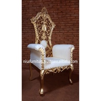 Chaise de trône français baroque sculpté en bois cadre doré tapisserie d'ameublement en velours blanc 180cm de haut pour manger loisirs hôtel salon utilisation