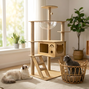 Modern Luxury Solid Wood &amp; Sisal <strong>Cat</strong> <strong>Tree</strong> with Climbing Platform-Eco-Friendly Durable Pet Toy Rack Carton Packed - Product Image 2