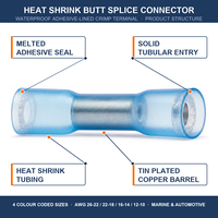 Kit de connecteurs à sertir thermorétractables en plastique étamé, étanches, pour câbles électriques, applications marines et automobiles
