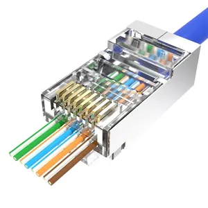 Kabel Cat5e Konektor Rj45 Ethernet Utp Ftp Stp Konektor Rj-45 Luar Ruangan Jaringan Pria untuk Konektor Kabel Cat5e