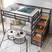 Lit superposé moderne en acier pour chambre à coucher, lit simple pour adulte, lit king-size avec escalier