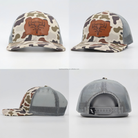 Gorra de malla Richardson 112 personalizada con logo OEM para deportes al aire libre, gorra de camionero bordada para hombre, 6 paneles, parche de cuero camuflado, gorras