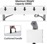 Table de pique-nique pliante en plastique de 6 pieds, table d'extérieur pliable pour mobilier d'extérieur, camping, fête et mariage
