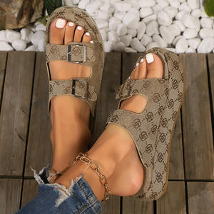 Pantuflas Estampadas al por Mayor Directo de Fábrica para Mujer, Pantuflas de Lona de Alta Calidad con Plataforma - Product Image 6