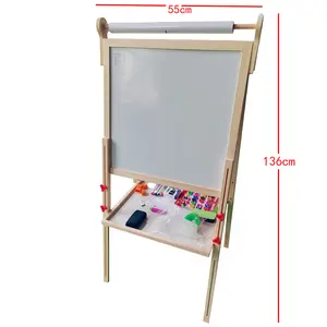 Art Easel for Kids - Toddler Drawing Chalkboard Wooden Chalkboard & Magnetic Whiteboard & Painting Paper Stand