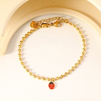 Bracelet empilable hypoallergénique et étanche pour enfants, avec breloques en émail fraise, cœur et coquillage, pour filles