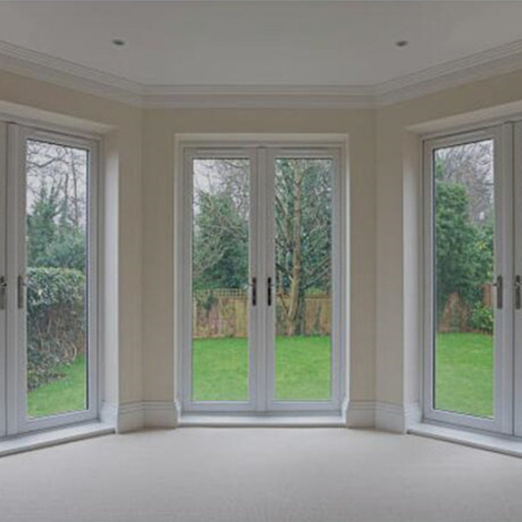 Solid indoor and outdoor floor-to-ceiling double glass doors with aluminum frames doors