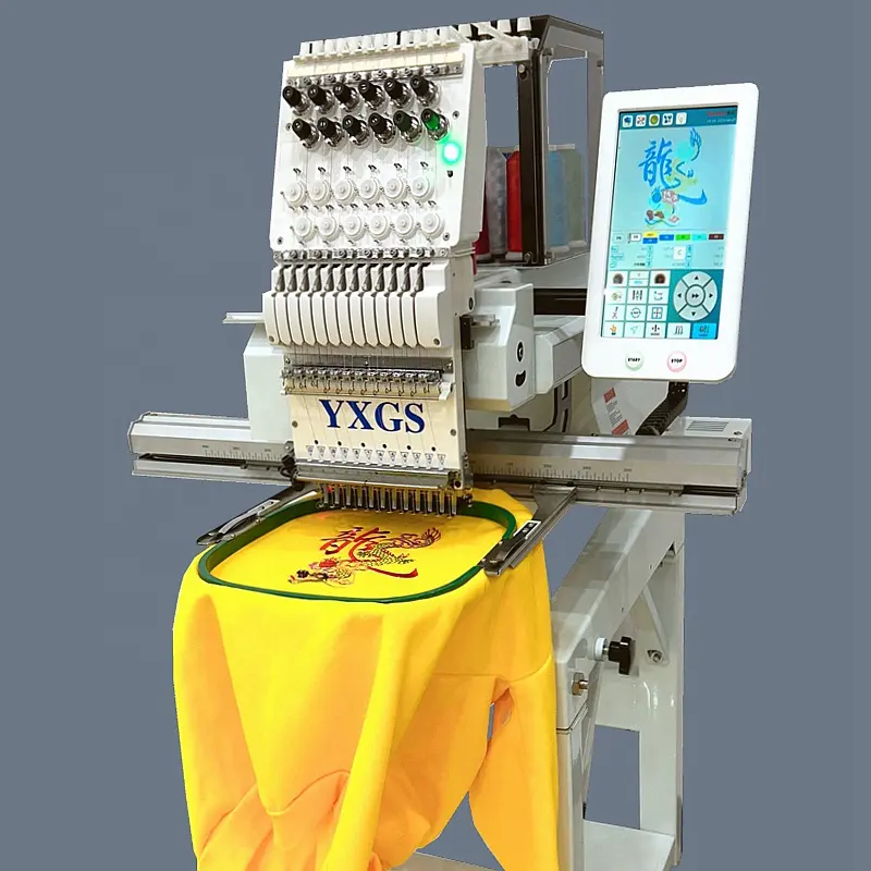 מפעל סיני 1 ראש 12 מחטים בגדים מוכנים ללבישה חולצת טריקו רקומה מכונת רקמה ממוחשבת