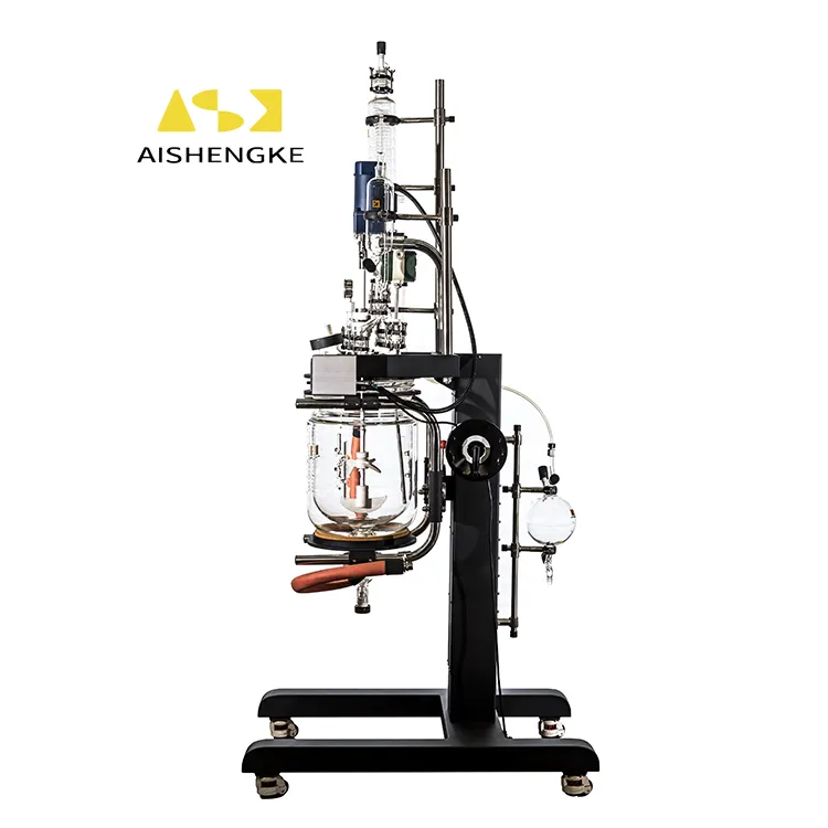 ASK LGR100 korrosionsbeständiges hoch-borosilikat-hebe-drehglas-reaktorgefäß mit vakuummessgerät