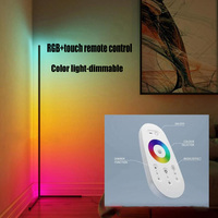 Lampe de sol d'angle LED minimaliste moderne à lumière ambiante RGB 24W ultra-mince au design métallique élégant, à intensité variable