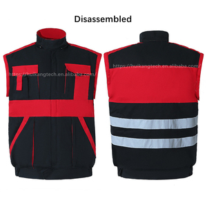 Chaquetas de trabajo reflectantes de seguridad para hombre, ropa de trabajo de invierno con mangas desmontables, 100% poliéster - Product Image 6