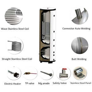 <span class=keywords><strong>Réservoir</strong></span> d'<span class=keywords><strong>eau</strong></span> chaude domestique à pompe à chaleur 200L 300L 500L CE avec simple double bobine d'échange <span class=keywords><strong>Réservoir</strong></span> d'<span class=keywords><strong>eau</strong></span> <span class=keywords><strong>en</strong></span> acier inoxydable - Product Image 5