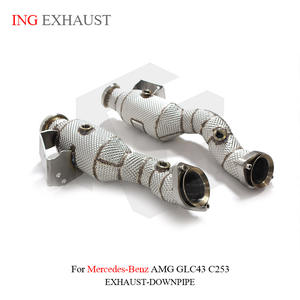ING Auspuff anlage <span class=keywords><strong>Catlytic</strong></span> Fallrohr Für Mercedes Benz AMG GLC43 C253 Mit Cat Hitzeschild Auspuffrohre Auto Performance Parts - Product Image 5