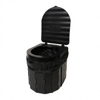 Toilette pliable d'urgence Shanhuang BSFT01 noire, légère, portable, lavable, en ABS, pour le camping et les voyages