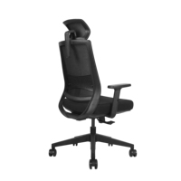 Chaise de bureau ergonomique à dossier haut en tissu noir moderne avec appuie-tête réglable, accoudoirs réglables, qualité hospitalière GK3-BH-02
