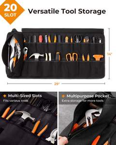 Estuche de Almacenamiento con Cierre, Bolsa Enrollable para Herramientas, Organizador de Herramientas de Lona Encerada para Montar en la Pared, Muestra Gratuita - Product Image 6