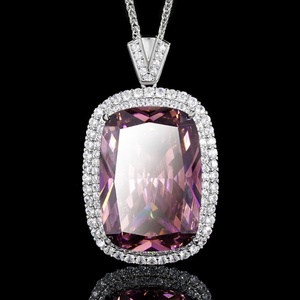 Premium Matte Finish Eco-friendly Copper 20*<b>28mm</b> Square Red Cubic Zirconia Geometric Pendant Necklace for Ladies Festival Gift - Product Image 5