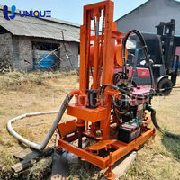 Machine de forage de puits d'eau rotative manuelle mini sur chenilles, hydraulique diesel, portable, pour usage domestique, profondeur 150m, avec pompe à engrenages