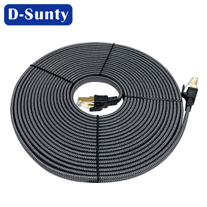 Factory Price CAT8 30awg Copper <b>Patch</b> Cord Black Flat Nylon Braided 40Gbps 2000Mhz RJ45 Lan SFTP FFTP Ethernet <b>Cable</b> - Product Image 2