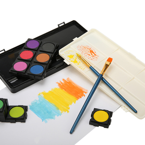 Ensemble de <span class=keywords><strong>peinture</strong></span> à l'eau solubles non toxiques professionnelles Sunny 8 couleurs, boîte de gouache sèche, pour la <span class=keywords><strong>peinture</strong></span> des enfants - Product Image 2