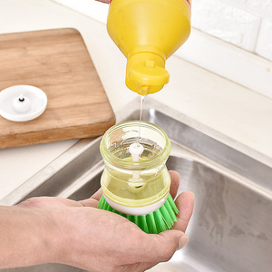 Dishwashing <b>Brush</b> With Liquid Soap Dispenser Nylon Bristles For Pot Cleaning - Product Image 4