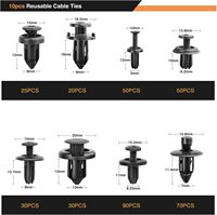 Assortiment de 635 attaches et fixations automobiles – 16 tailles les plus populaires, rivets en nylon pour pare-chocs et ailes avec 10 serre-câbles
