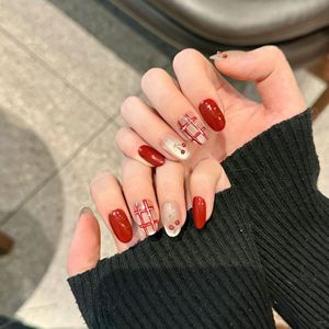 Diseño # <span class=keywords><strong>Uñas</strong></span> Postizas Acrílicas <span class=keywords><strong>Cortas</strong></span> y Redondas 2744/2746, Color Rojo, con Diseño de Cereza, Ojo de Gato, Personalizadas - Product Image 2