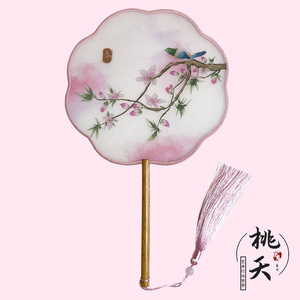 Éventail à manche en bambou DIY en stock, de forme transparente et antique, avec technique de peinture écologique, pour accessoires de photographie Cheongsam Hanfu - Product Image 2