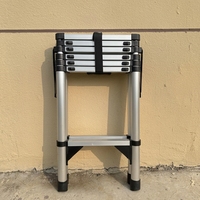 Échelle télescopique en aluminium de 2,3 m avec stabilisateurs triangulaires, conception pliable, capacité de charge de 150 kg, verrouillage manuel, 6 marches
